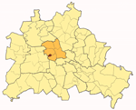 Karte von Berlin mit Stadtteil Hansaviertel im Bezirk Mitte