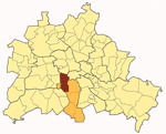 Karte von Berlin mit Stadteil Schöneberg im Bezirk Tempelhof-Schöneberg