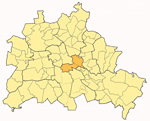 Karte von Berlin mit Bezirk Friedrichshain-Kreuzberg