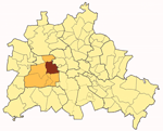 Karte von Berlin mit dem Stadtteil Charlottenburg im Bezirk Charlottenburg-Wilmersdorf