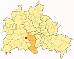 Karte von Berlin mit Stadteil Friedenau im Bezirk Tempelhof-Schöneberg