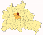Karte von Berlin mit Stadtteil Gesundbrunnen im Bezirk Mitte