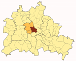 Karte von Berlin mit dem Stadtteil Mitte im Bezirk Mitte