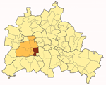 Karte von Berlin mit dem Stadtteil Wilmersdorf im Bezirk Charlottenburg-Wilmersdorf